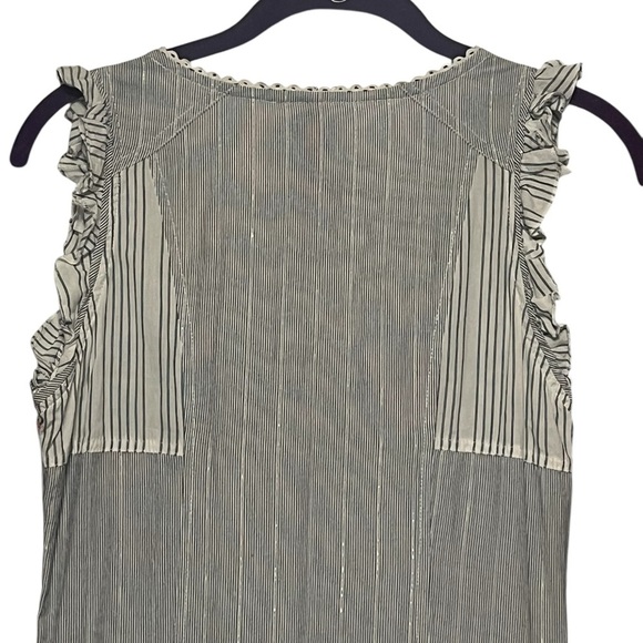 Not the same blue white pinstriped fit and flare ruffle sleeve dress whimsical - Picture 5 of 16